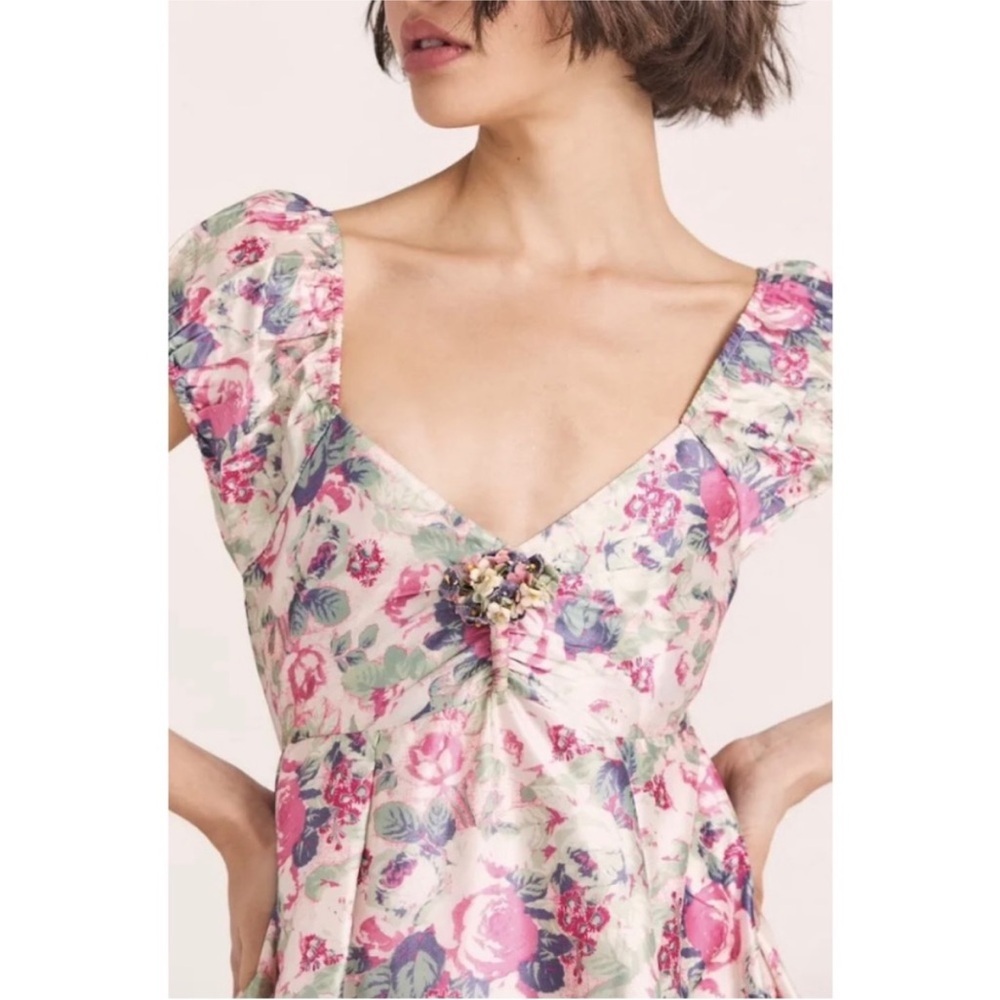 LoveShackFancy Floral Ivory and Pink Wedding Dress - Picture 4 of 15